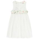Girls White Ruffled Floral Dress, 1, hi-res