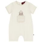 Ivory Teddy Bear Logo Baby Romper, 1, hi-res