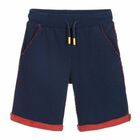 Boys Navy Logo Shorts, 1, hi-res