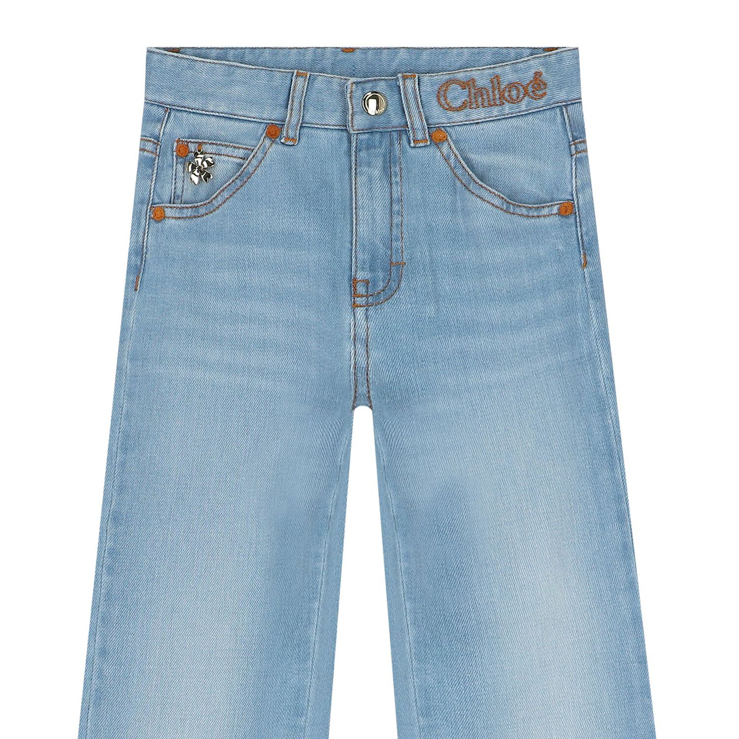 Girls Blue Logo Denim Pants, 1, hi-res