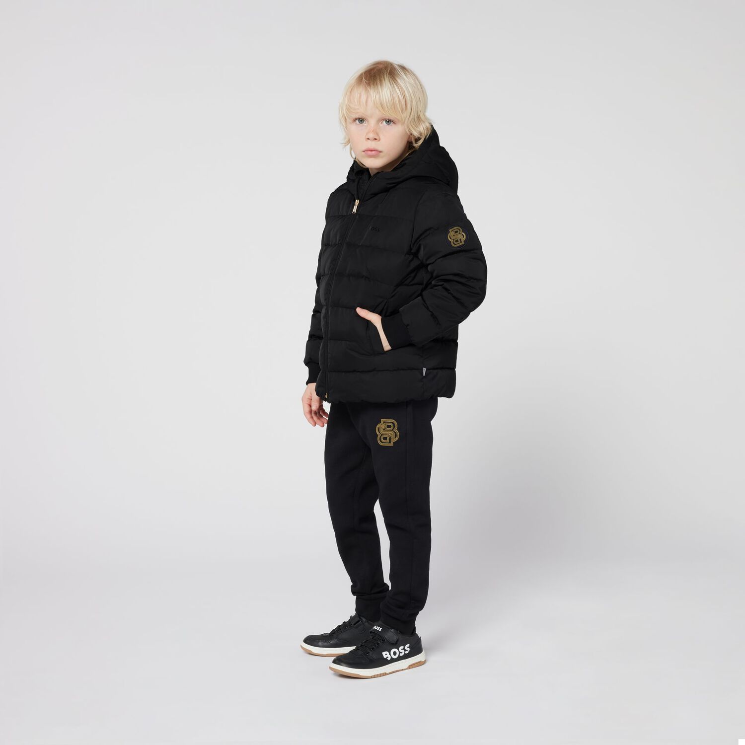 Boys Black Logo Joggers, 1, hi-res image number null