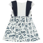 Girls White & Navy Blue Dress, 1, hi-res