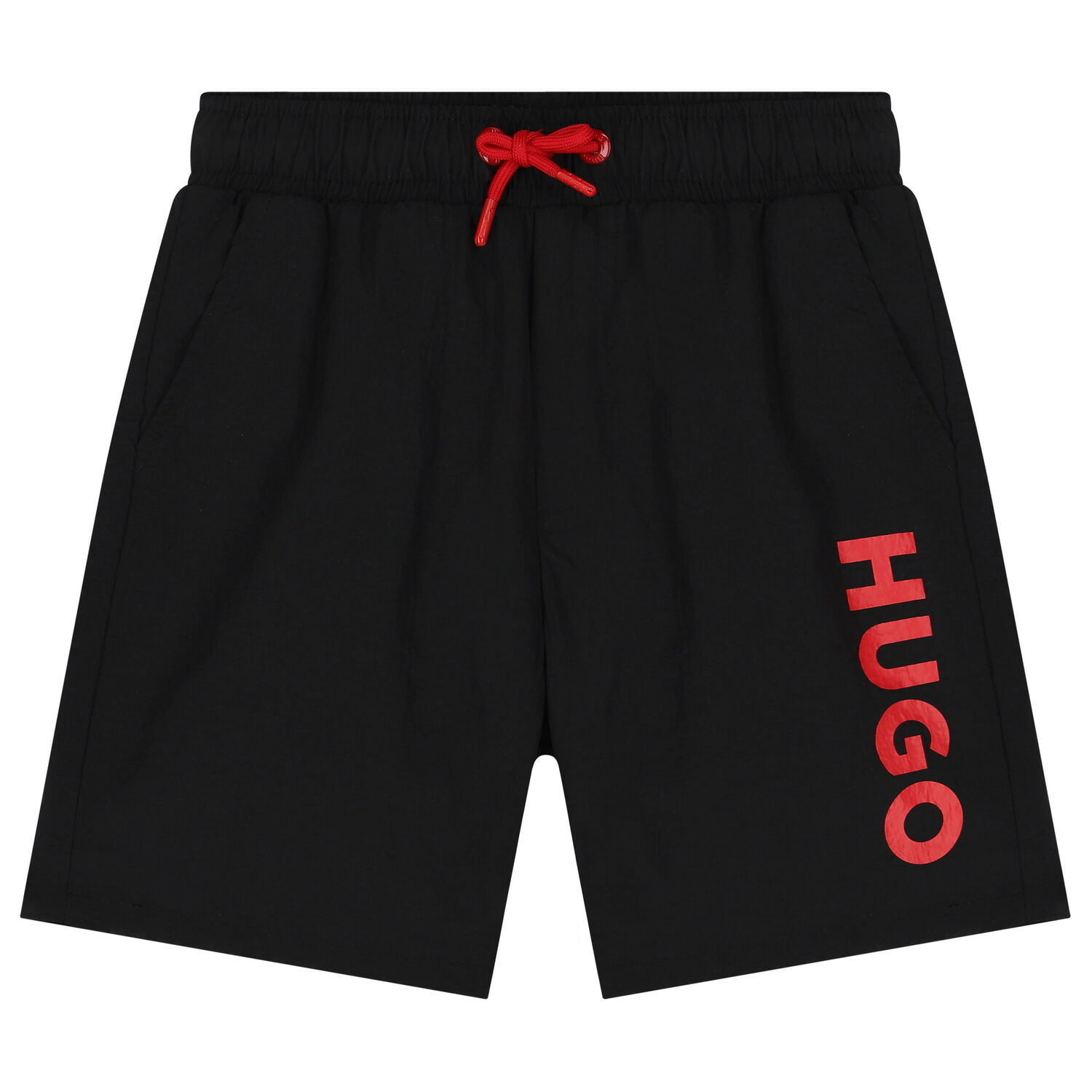 Boys Black Logo Swim Shorts, 1, hi-res