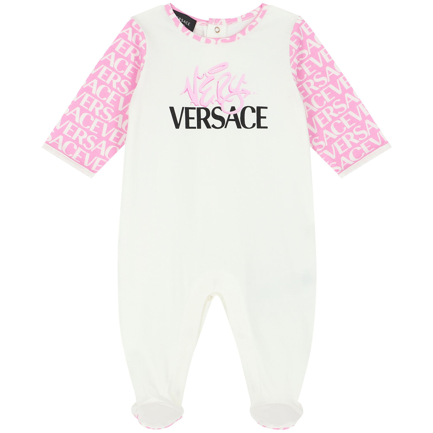Baby Girls Ivory & Pink Logo Babygrow Set, 1, hi-res