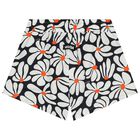 Girls White & Navy Blue Floral Shorts, 1, hi-res