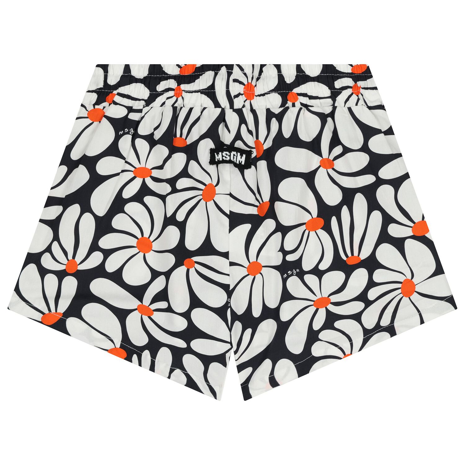 Girls White & Navy Blue Floral Shorts, 1, hi-res