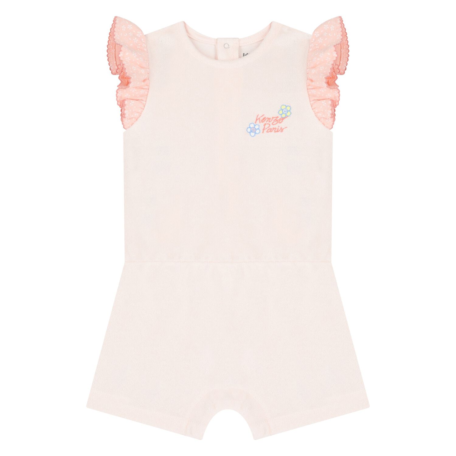 Baby Girls Ivory & Pink Logo Romper, 1, hi-res