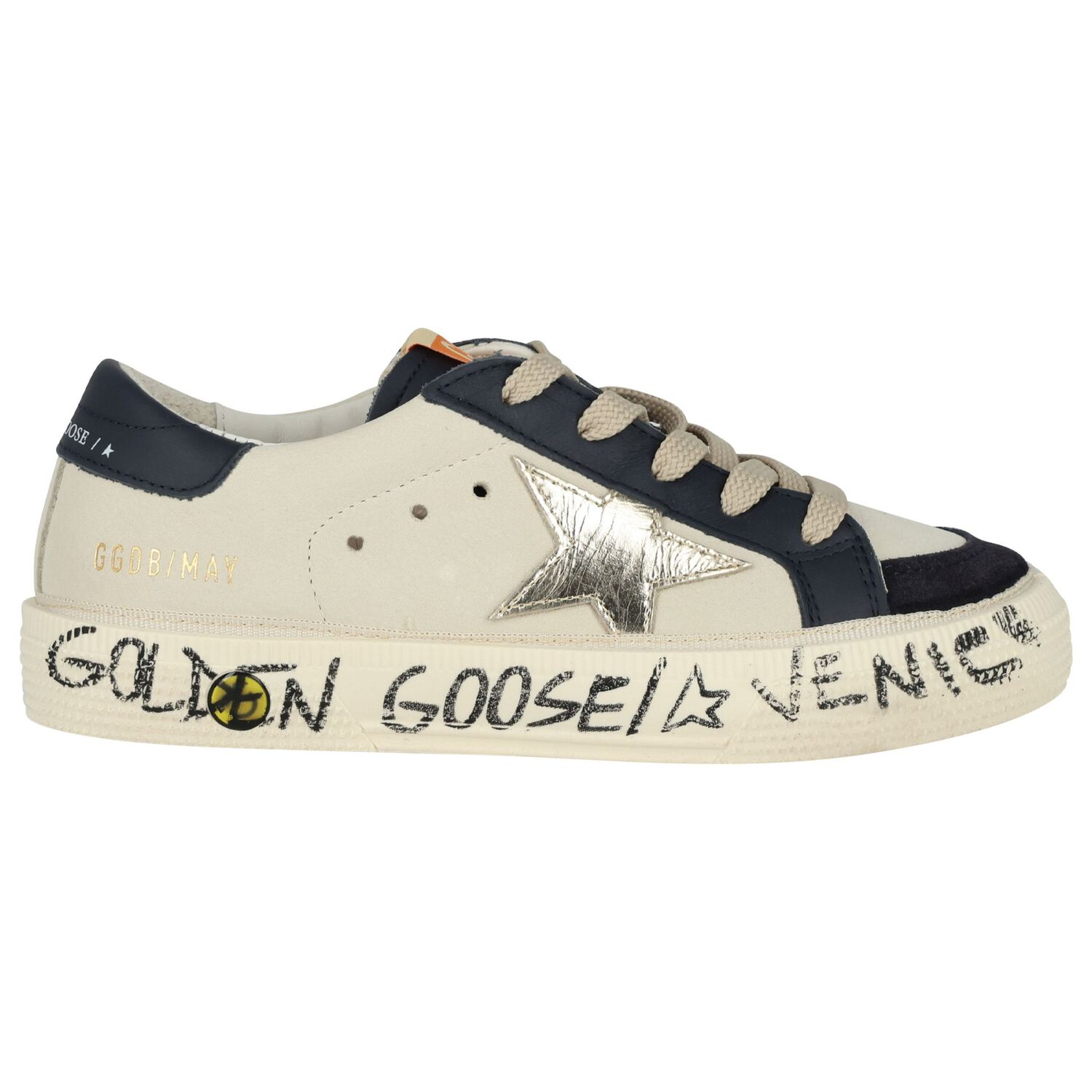 Ivory & Blue Logo Trainers, 1, hi-res