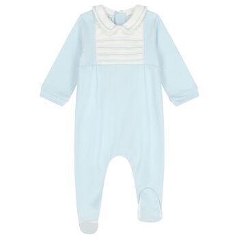 Baby Boys White & Blue Babygrow