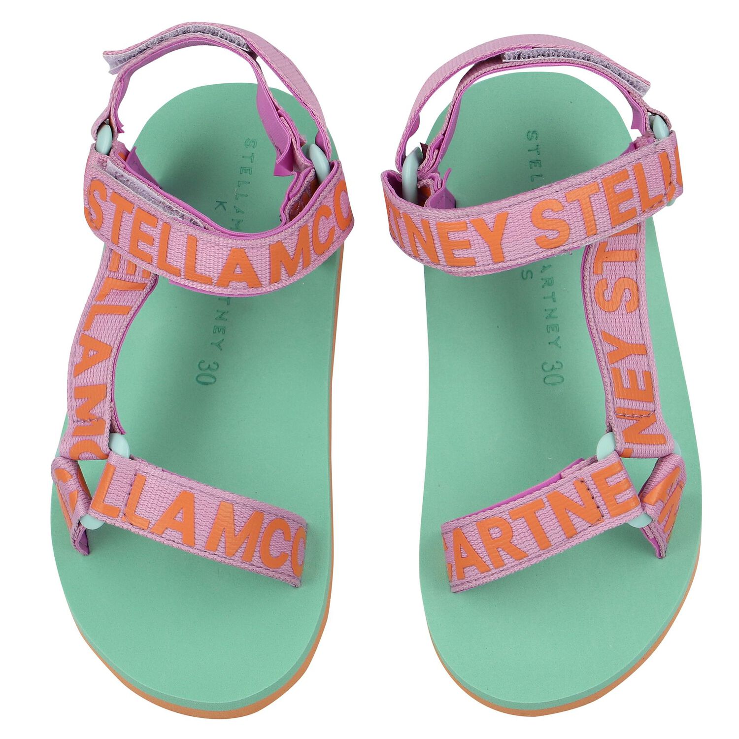 Girls Purple, Orange & Aqua Logo Sandals, 1, hi-res