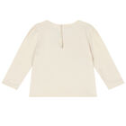 Younger Girls Ivory Graphic Long Sleeve Top, 1, hi-res
