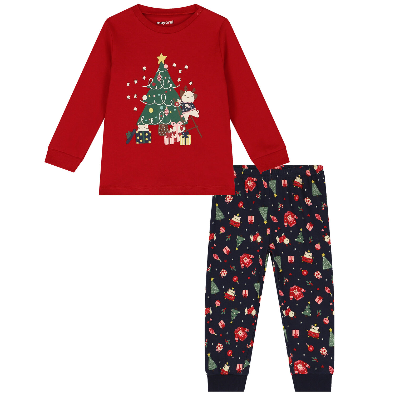 Red & Navy Blue Festive Pyjamas, 2, hi-res image number null