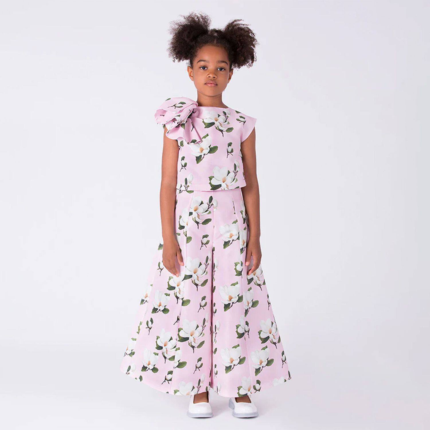 Girls Pink Floral Trousers Set, 1, hi-res