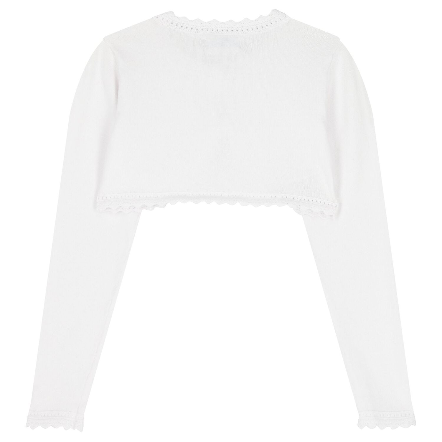 Girls White Bolero Knit Cardigan, 2, hi-res image number null