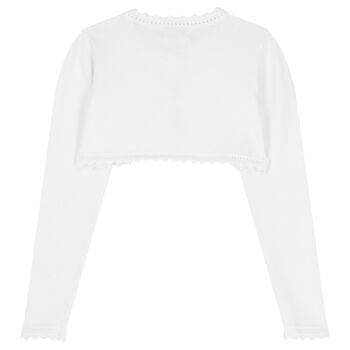 Girls White Bolero Knit Cardigan