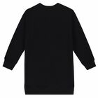 Girls Black Crystal Logo Dress, 2, hi-res