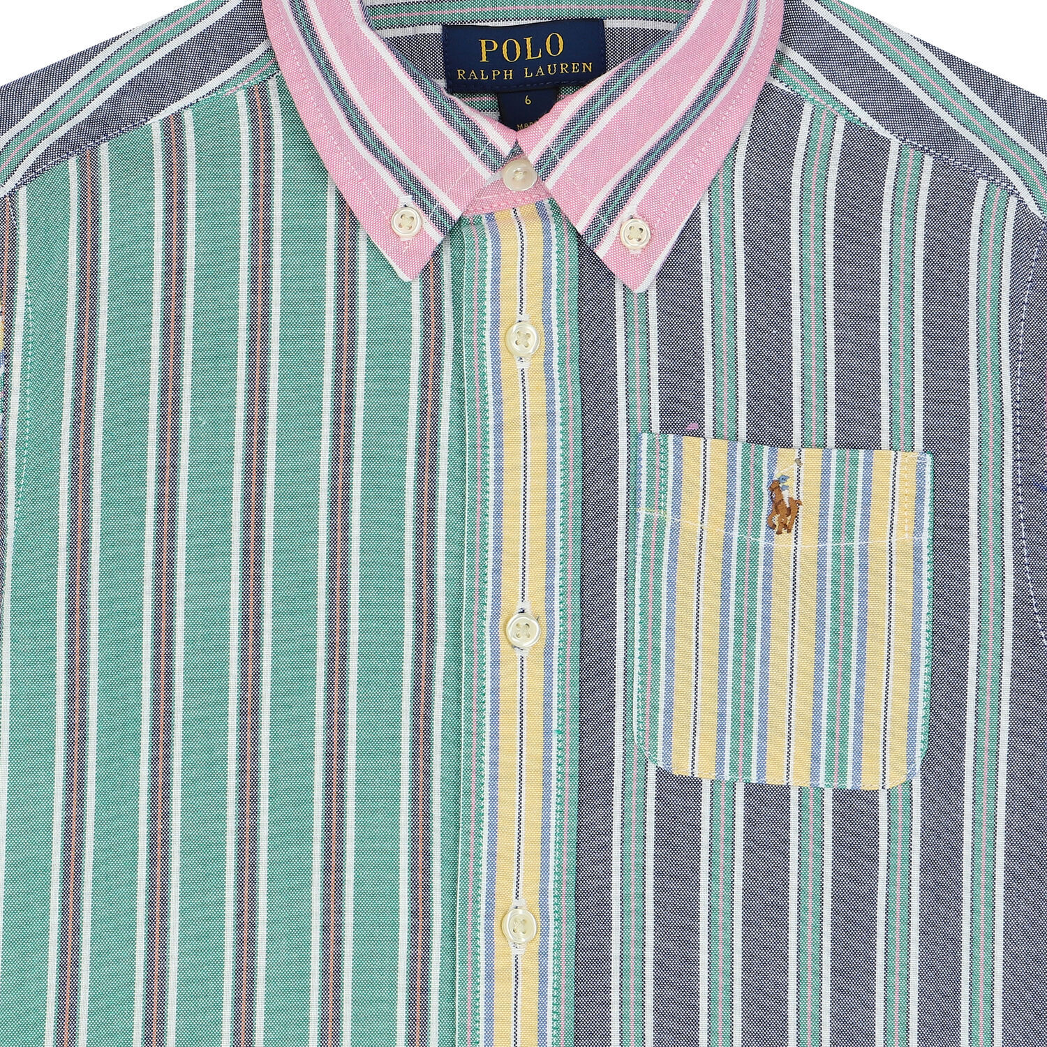 Boys Multi-Colored Striped Logo Shirt, 1, hi-res
