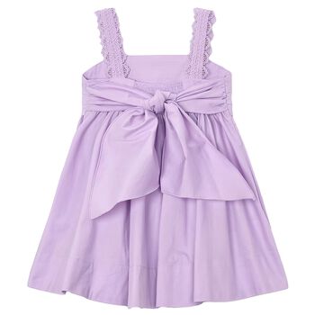 Girls Lilac Pleated Satin Dress