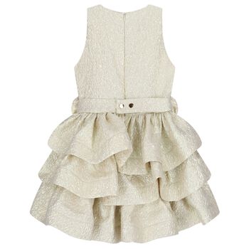 Girls Gold Roses Tiered Dress