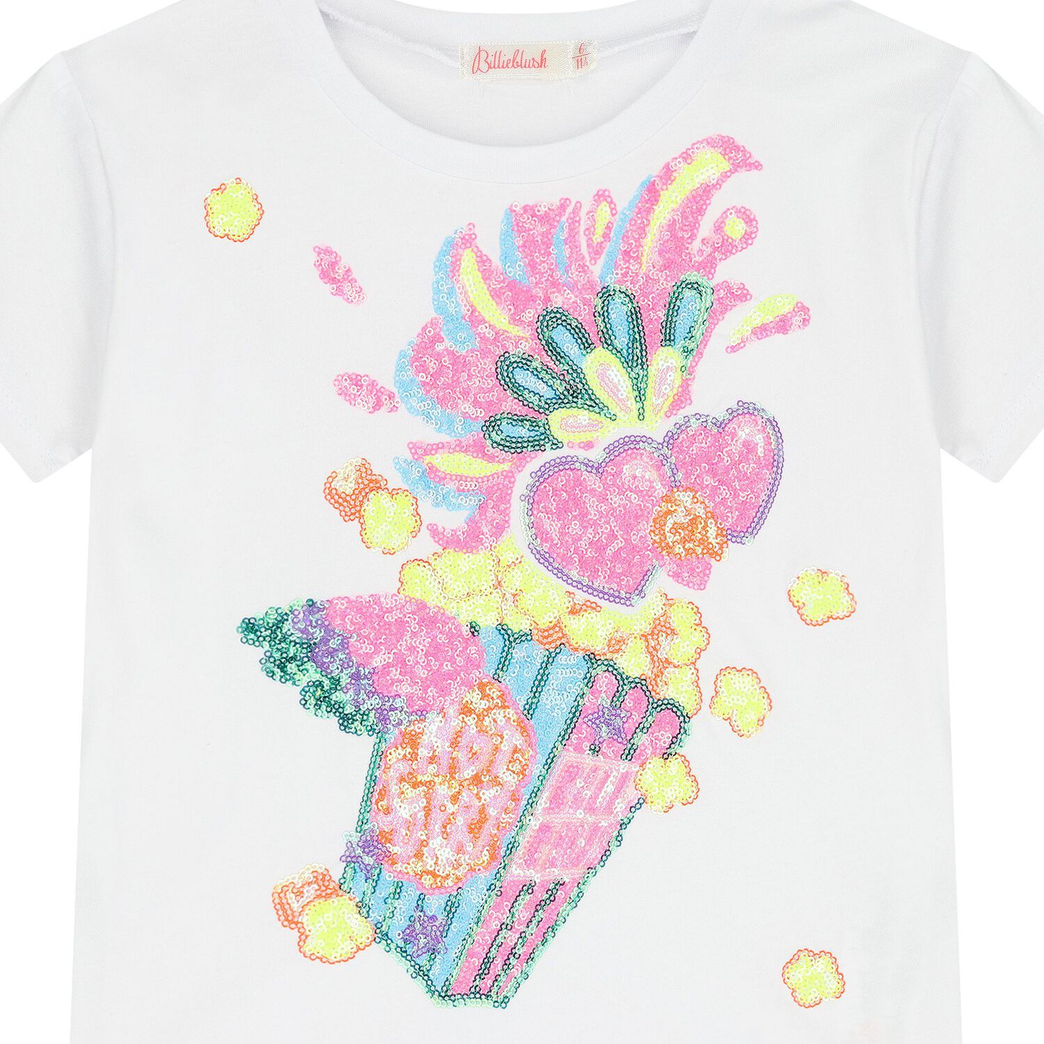 Girls White Sequin T-Shirt, 1, hi-res image number null
