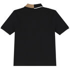 Boys Black Logo Polo Shirt, 1, hi-res