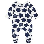 White & Navy Boke Flower Babygrows ( 2 Pack ), 1, hi-res