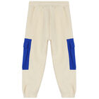 Boys Beige Logo Joggers, 1, hi-res