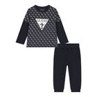 Baby Boys Navy Blue Logo Trouser Set, 2, hi-res