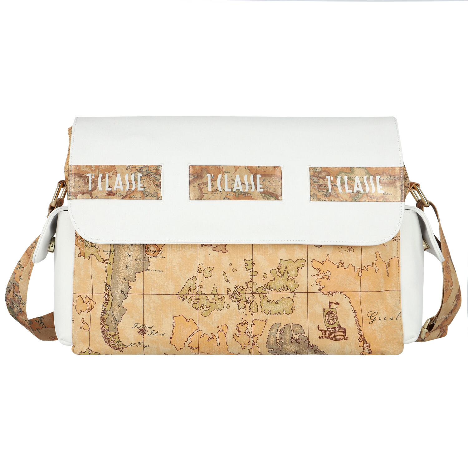 White & Beige Geo Map Baby Changing Bag, 1, hi-res