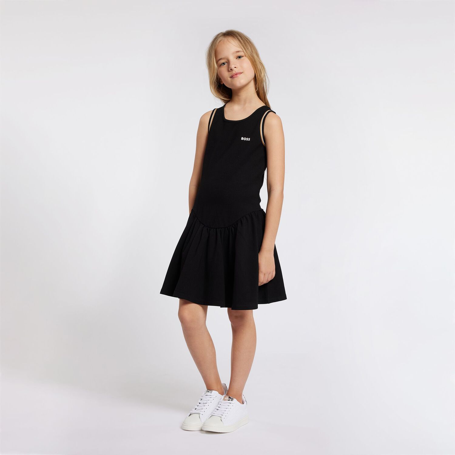 Girls Black Milano Jersey Logo Dress, 1, hi-res image number null
