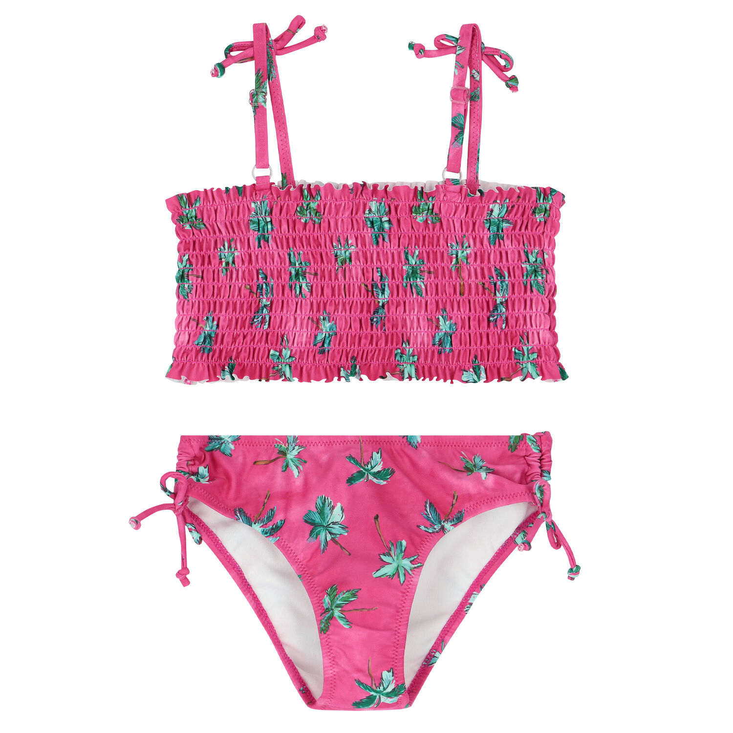 Girls Pink Palm Tree Bikini, 1, hi-res