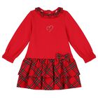 Baby Girls Red Tartan Dress, 1, hi-res