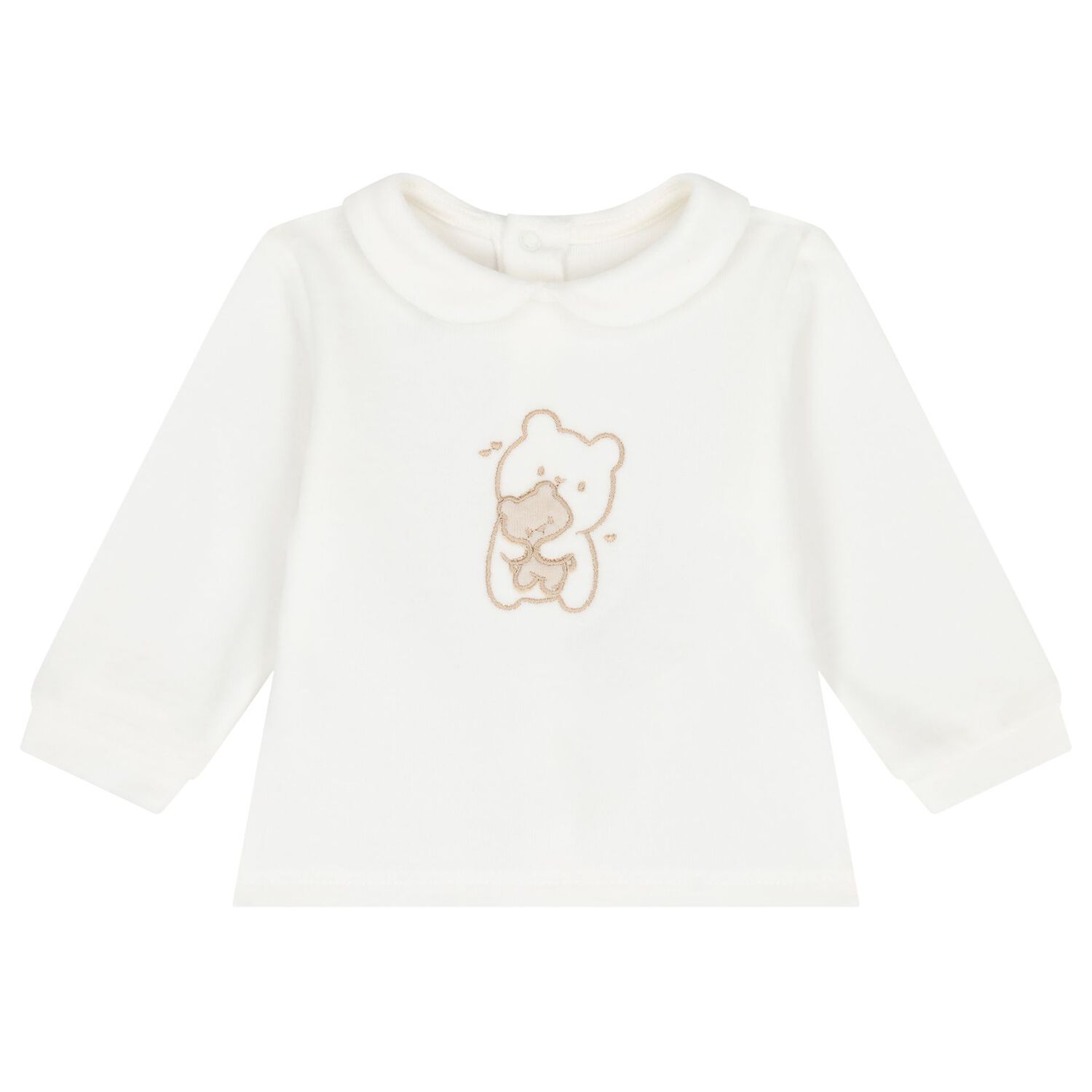 White & Beige Teddy Bear ( 2 Piece Babygrow ) , 1, hi-res