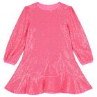 Girls Pink Embellished Sequin Dress, 1, hi-res