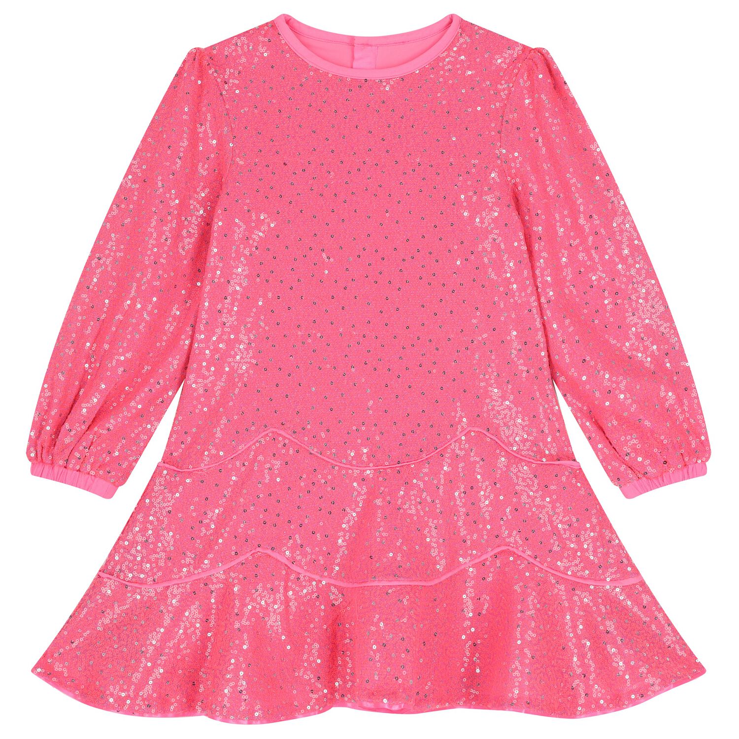 Girls Pink Embellished Sequin Dress, 1, hi-res
