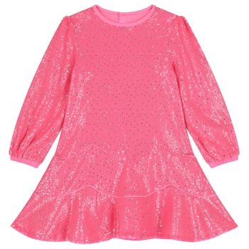 Girls Pink Embellished Sequin Dress