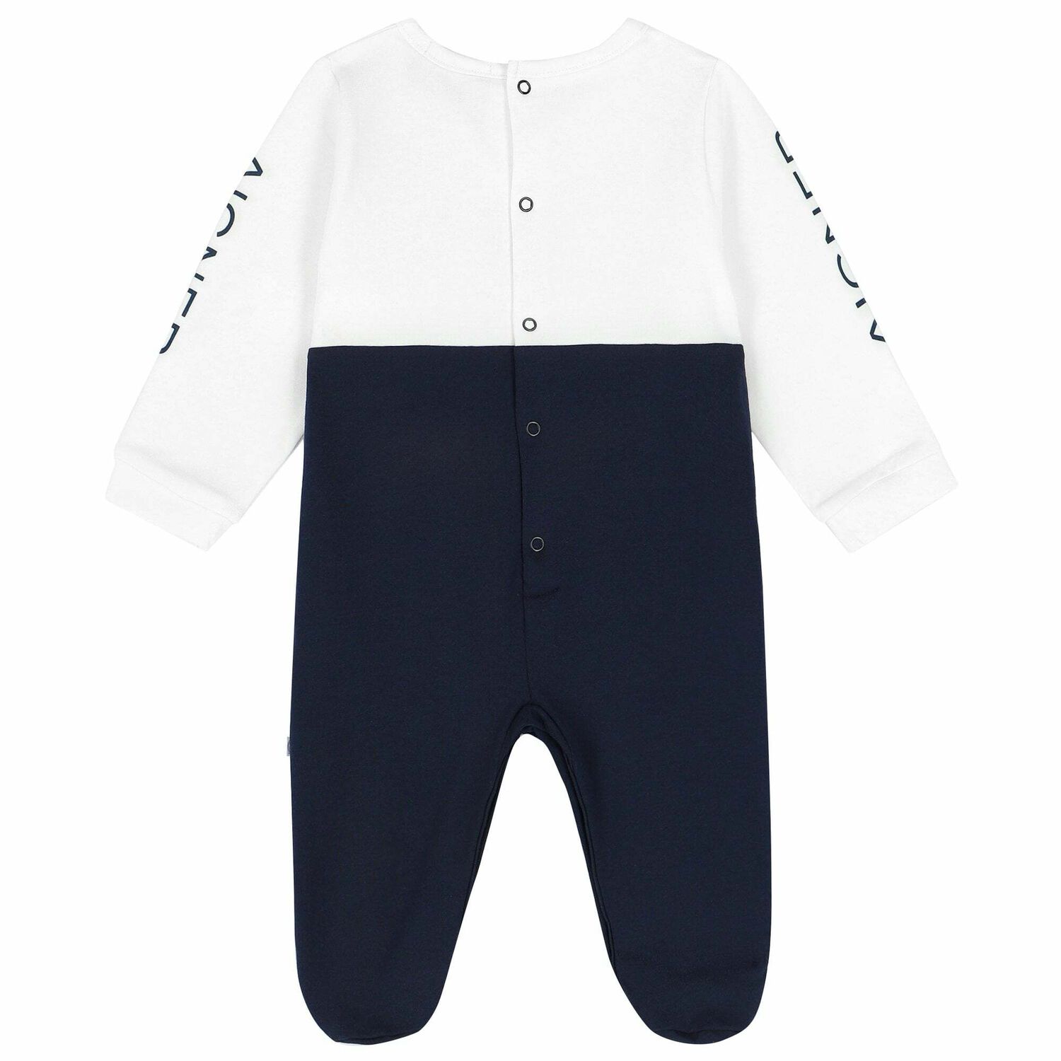 Baby Boys White & Navy Logo Babygrow, 1, hi-res