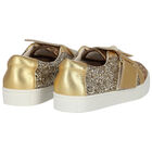 Girls Gold Embellished Butterfly Trainers, 1, hi-res