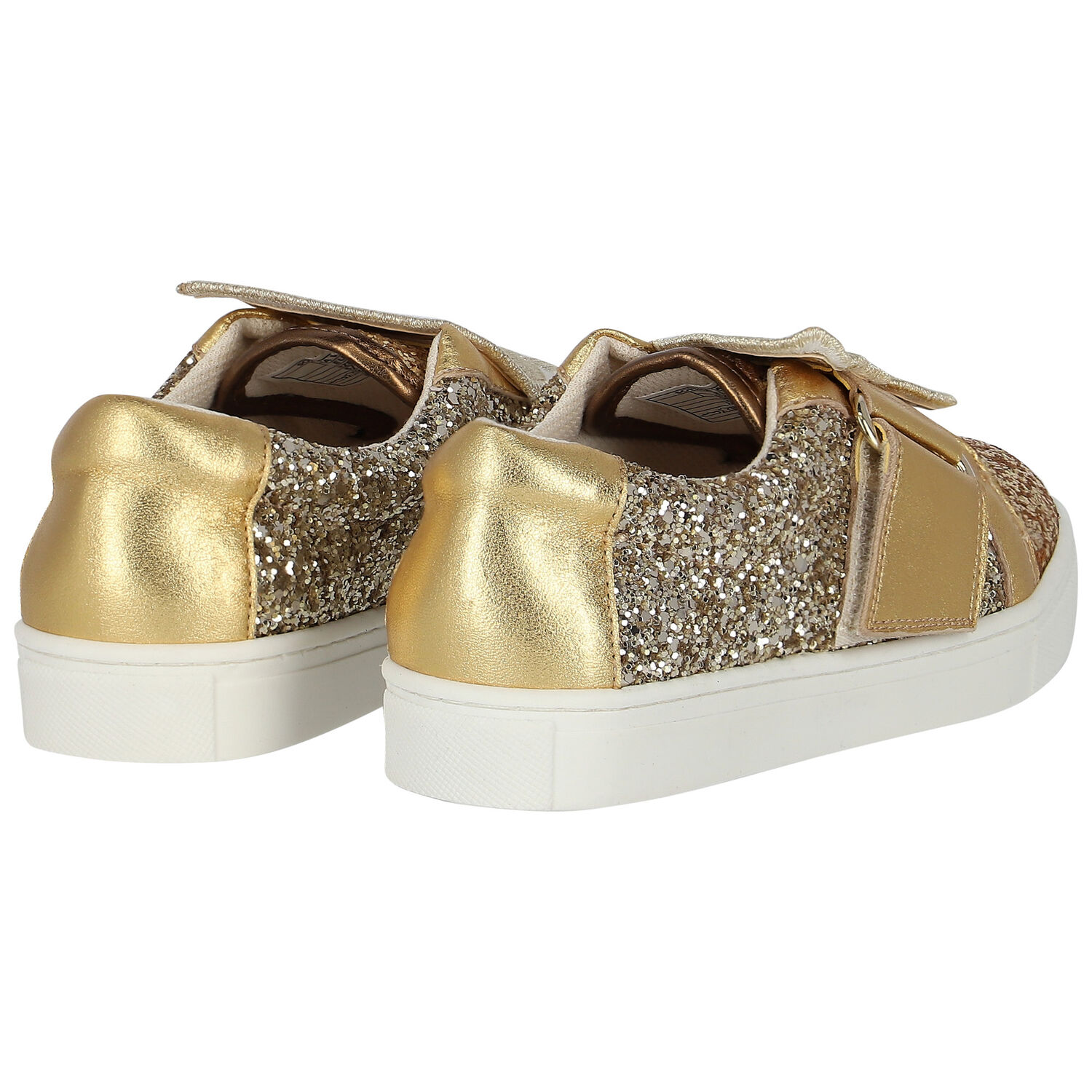 Girls Gold Embellished Butterfly Trainers, 1, hi-res