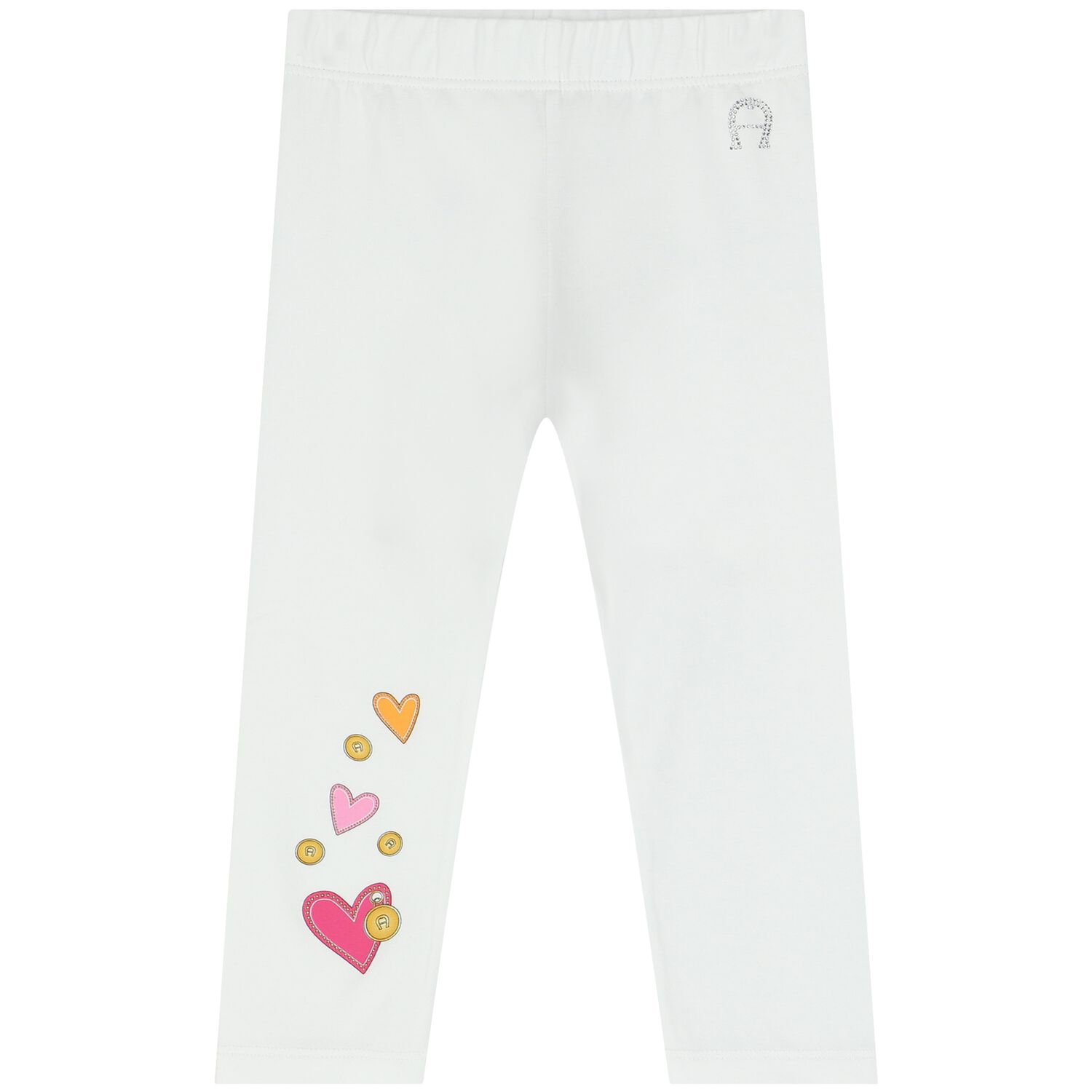 Younger Girls White Heart Leggings, 1, hi-res image number null