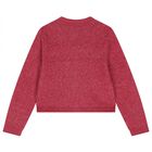 Girls Pink Bow Knitted Cardigan , 2, hi-res
