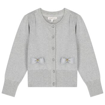 Girls Grey Bow Cardigan