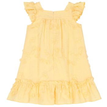 Girls Yellow Floral Embroidered Dress