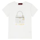 Girls White Bag Logo T-Shirt, 1, hi-res