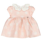 Baby Girls Pink & White Satin Dress, 1, hi-res