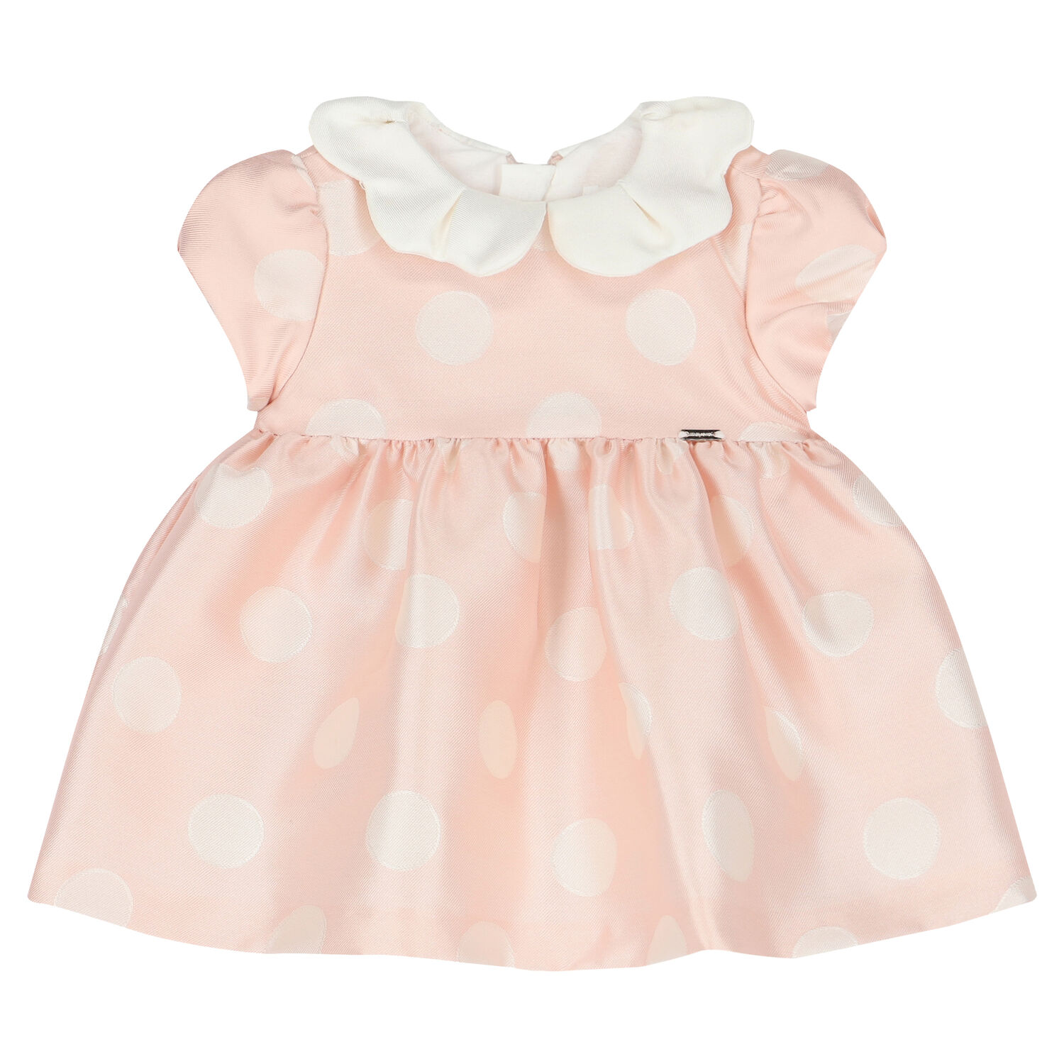 Baby Girls Pink & White Satin Dress, 1, hi-res
