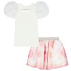 Girls Ivory & Pink Skirt Set, 1, hi-res