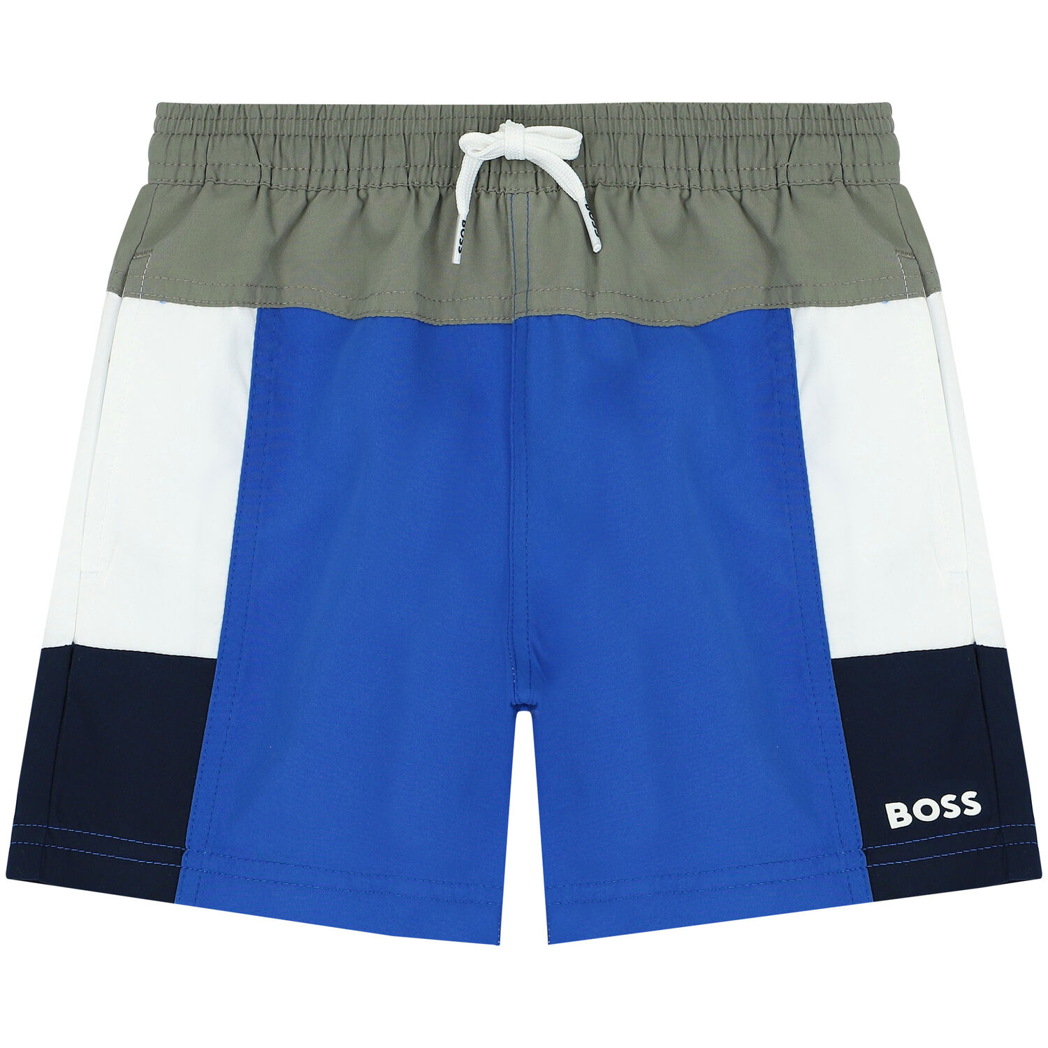 Boys Blue, White & Yellow Logo Swim Shorts, 1, hi-res image number null