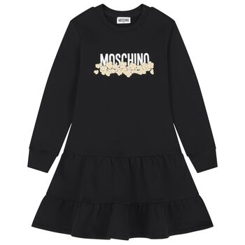 Girls Black Popcorn Logo Dress