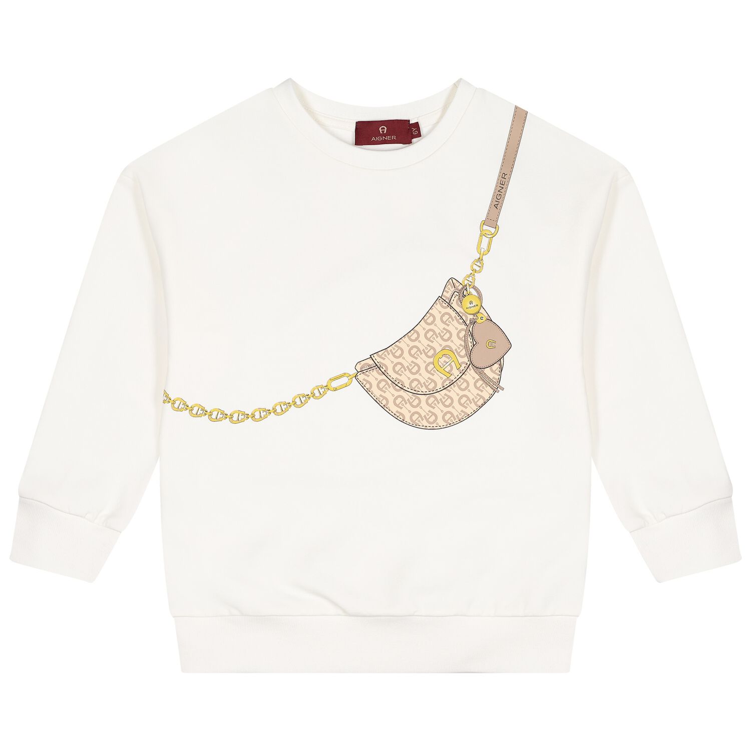 Girls Ivory Bag Logo Sweatshirt, 1, hi-res